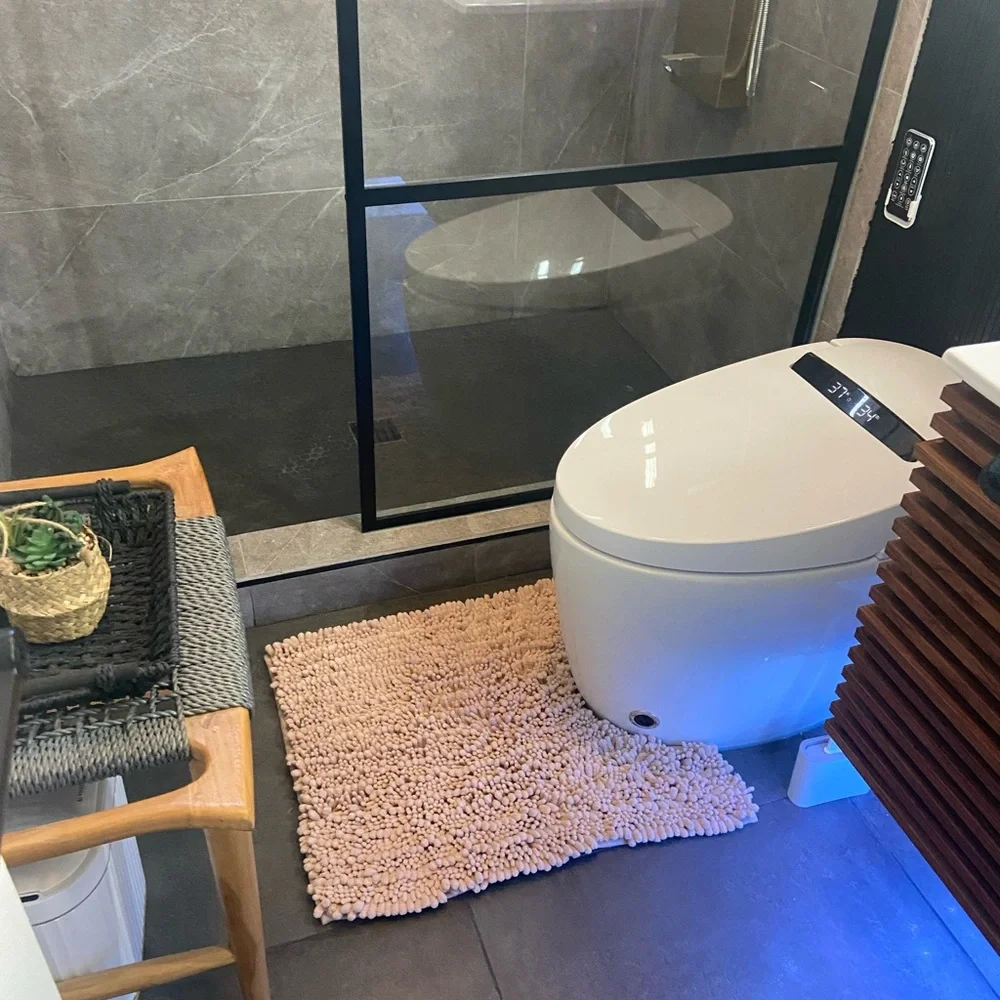 Yimobra Luxury Toilet‎ Rug U-shapped Shaggy Contour Bathroom Mat 25x21 Inches